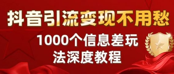 抖音引流变现不用愁:1000个信息差玩法深度教程